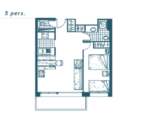 Plan d'un appartement pour 5 personnes à vendre dans la station de Font-Romeu